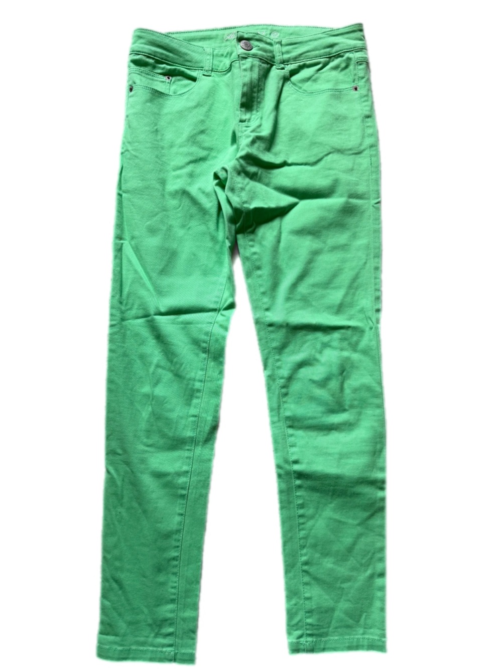 April girl size 7 green stretch skinny jeans